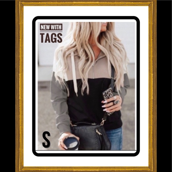 Hoodie, Quarter-Zip, Color Block, Small & Large - Picture 6 of 6